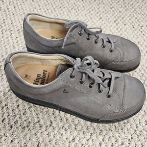 Finn Comfort Grey Leather Suede Orthotic Lace Up Flats Mens Shoes US 7 1/2 EU 41